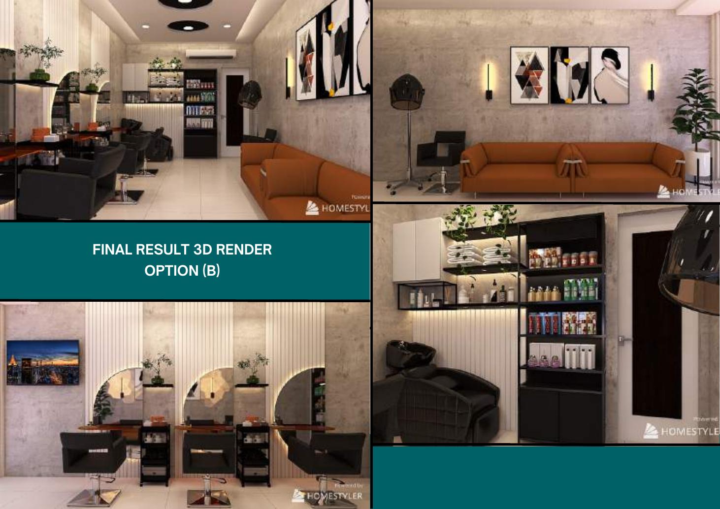 Men’s Barber Shop: Final result, 3D render, option B